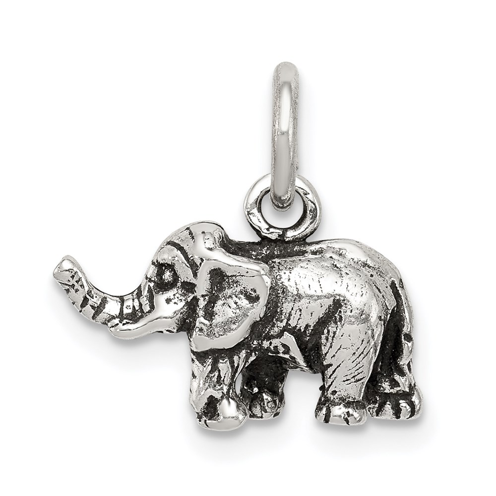 925 Sterling Silver Antiqued Elephant Necklace Charm Pendant 61$